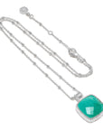 Large Square Amazonite Pendant in Silver