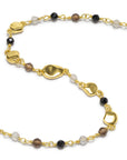 Sofia Nugget Necklace in Black Onyx, Smoky Quartz and Labradorite