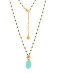 Persephone Double Gemstone Beaded Chain Necklace with Pariba Onyx and Smoky Quartz