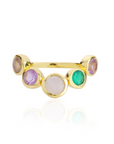 Iris Five Gemstones Ring Labradorite, Amethyst, Moonstone, Green Onyx & Amethyst