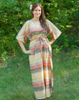 Yellow Mademoiselle Style Caftan in Abstract Geometric Pattern-0
