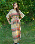 Yellow Mademoiselle Style Caftan in Abstract Geometric Pattern-2