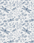 Monochrome Dragonfly Wallpaper with Wildflowers