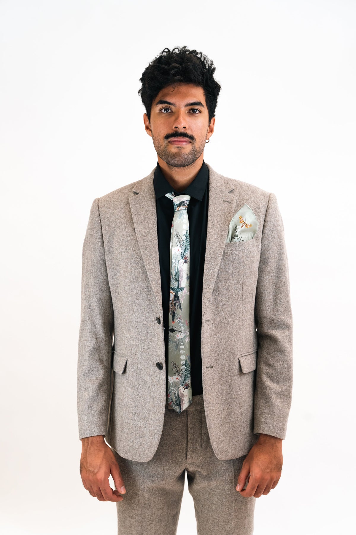 Sage Green Luxury Silk Pocket Square and tie men's Gift set 'Mirage' design inspired by Arizona Desert