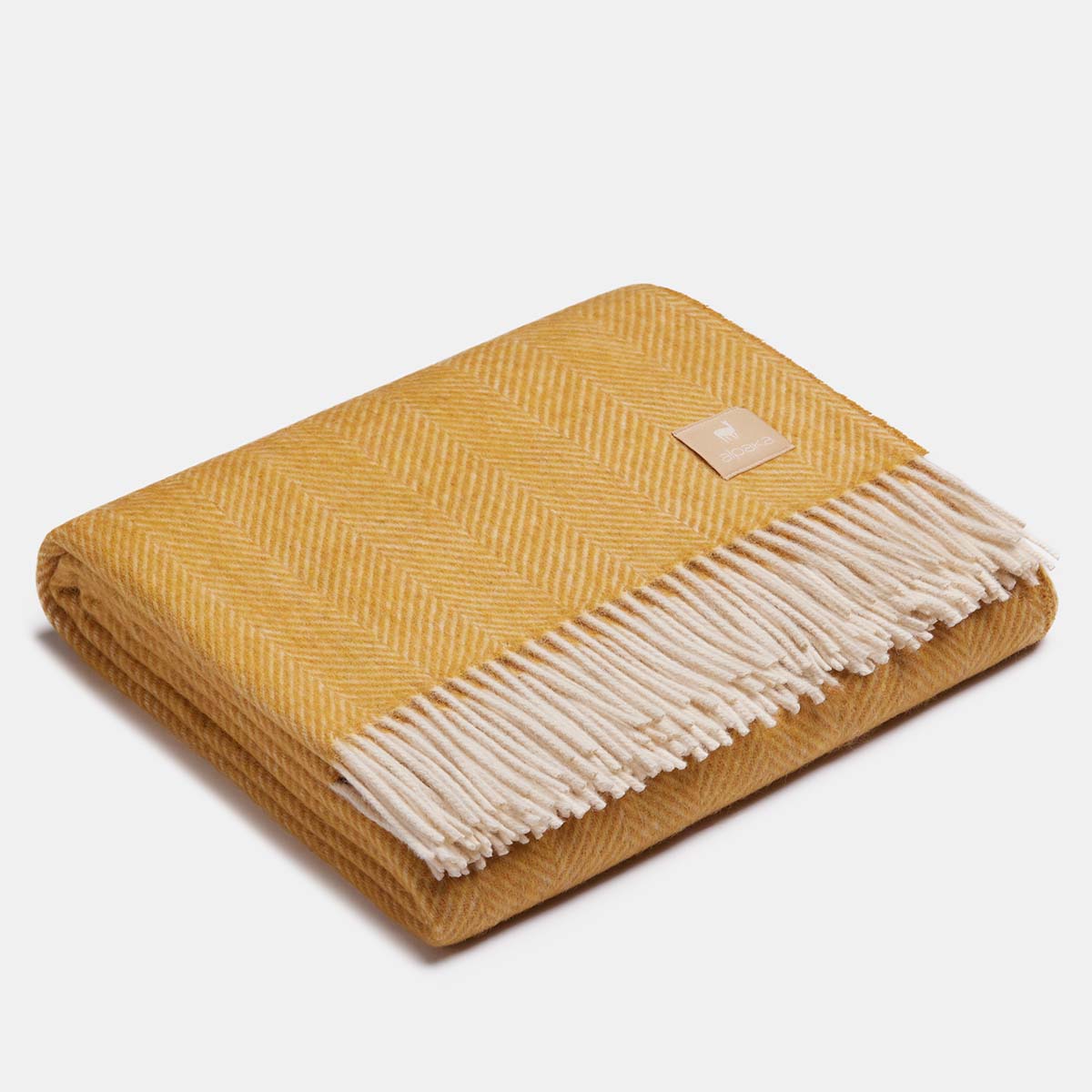 Natural Alpaca Wool Throw Classic Fishbone