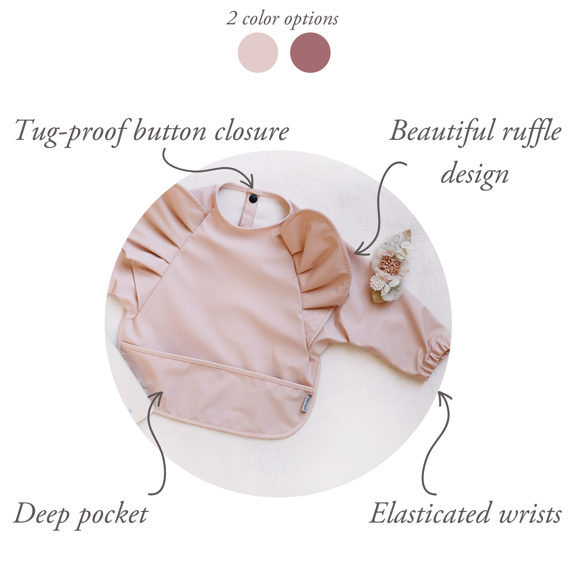 Peach Blush Long Sleeve Ruffle Angel Bib