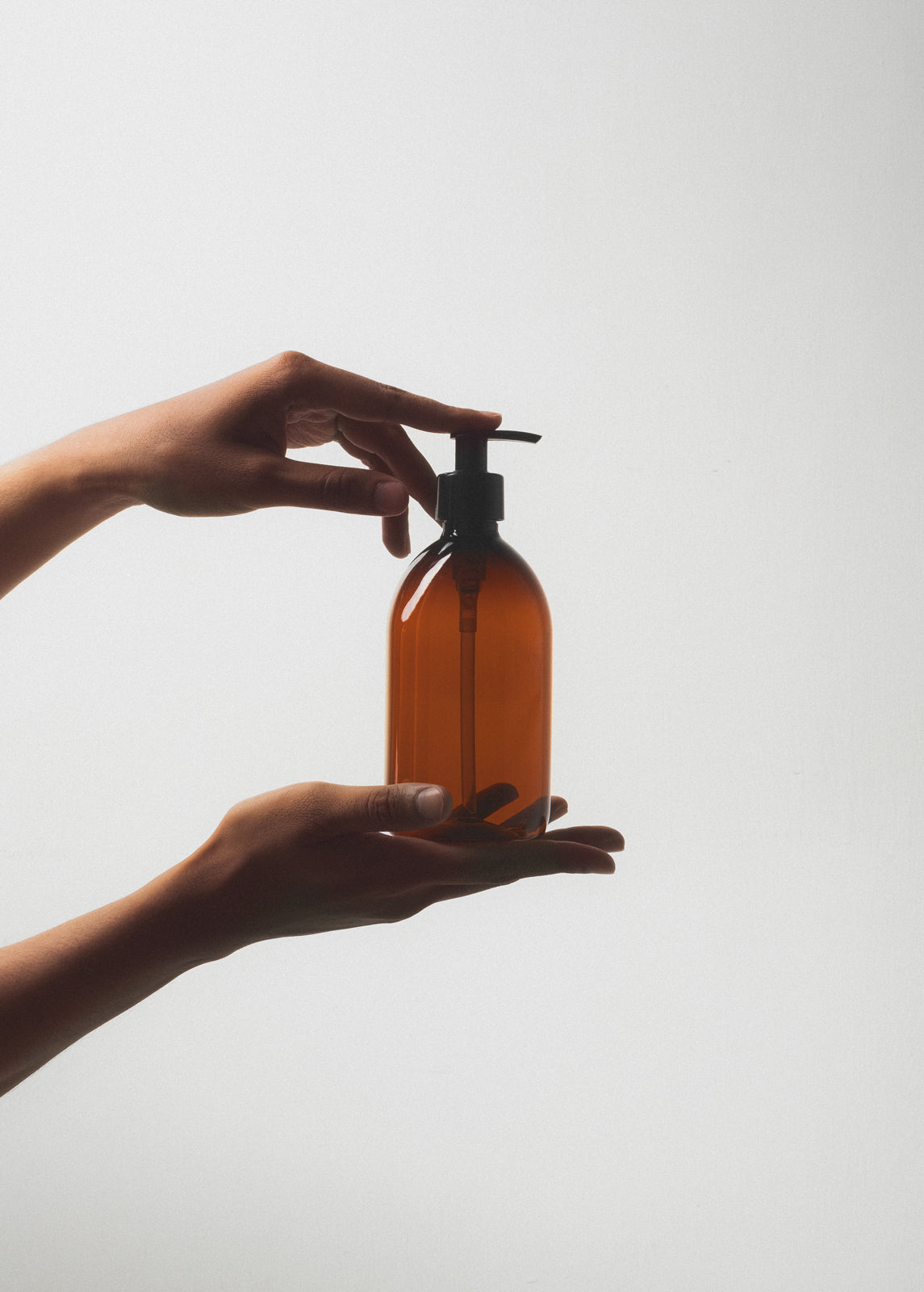 Amber Glass Pump Bottle Dispenser