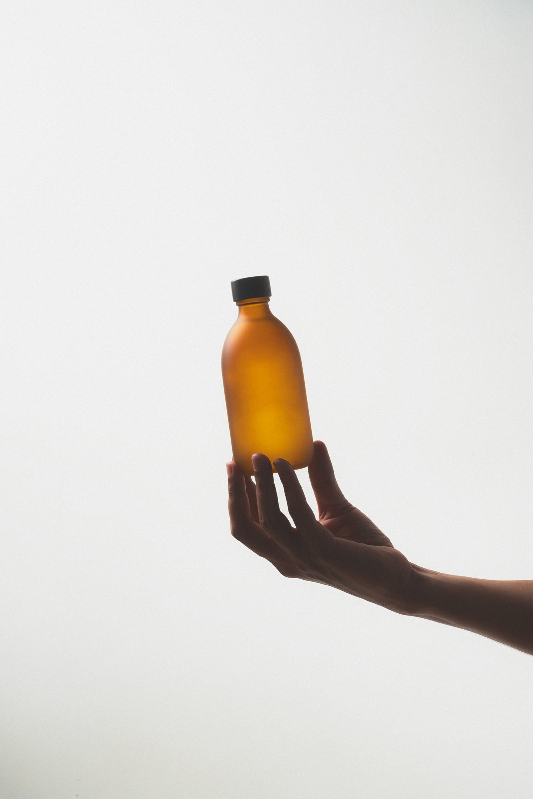 Frosted Amber Bottle with Metal Cap