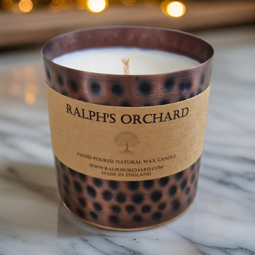 Antique tin scented candles, luxury hand-poured soy candles, premium vintage decor, best-selling cruelty-free home fragrance by Ralph's Orchard at brixbailey.com