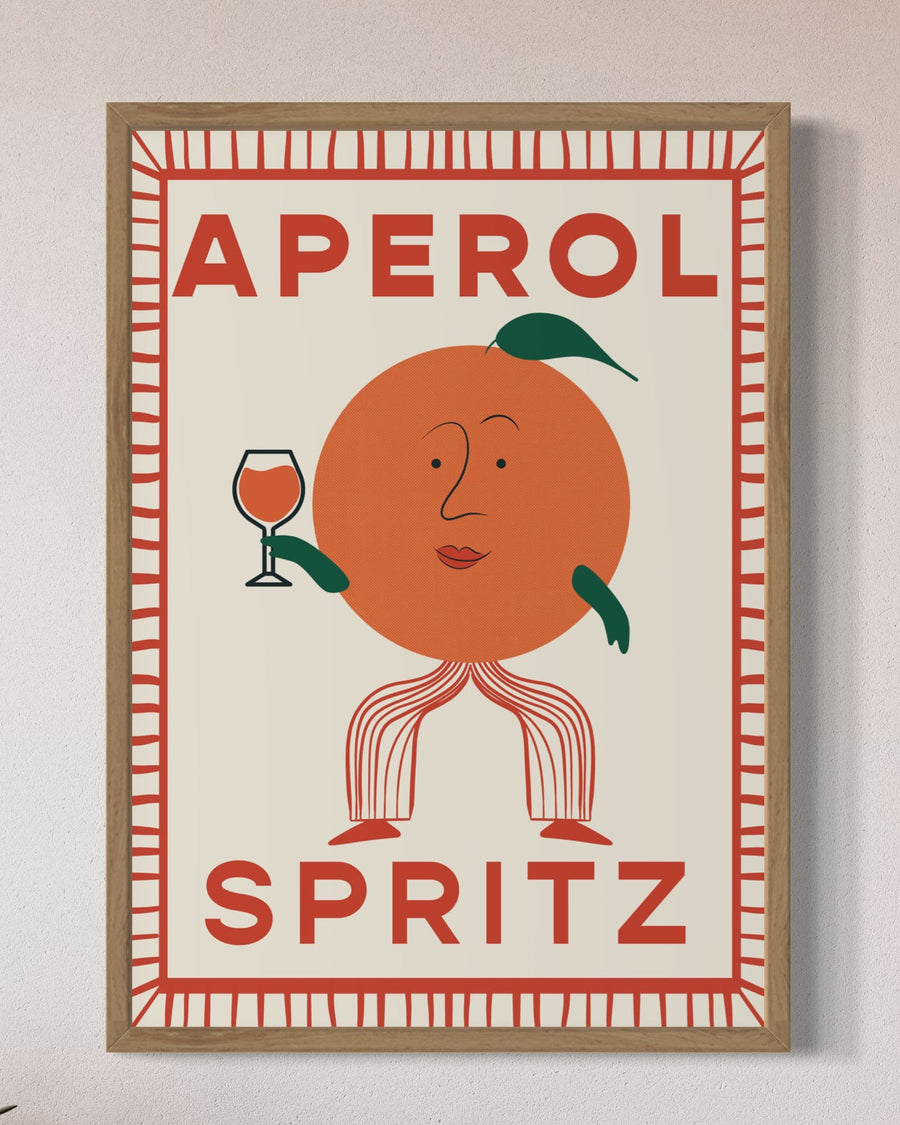 Premium Aperol Spritz Retro Print, Lucia Aperol Art, Vibrant Italian Drink Poster, Framed or Unframed, High Quality 230gsm Paper by Little Egret Design at brixbailey.com