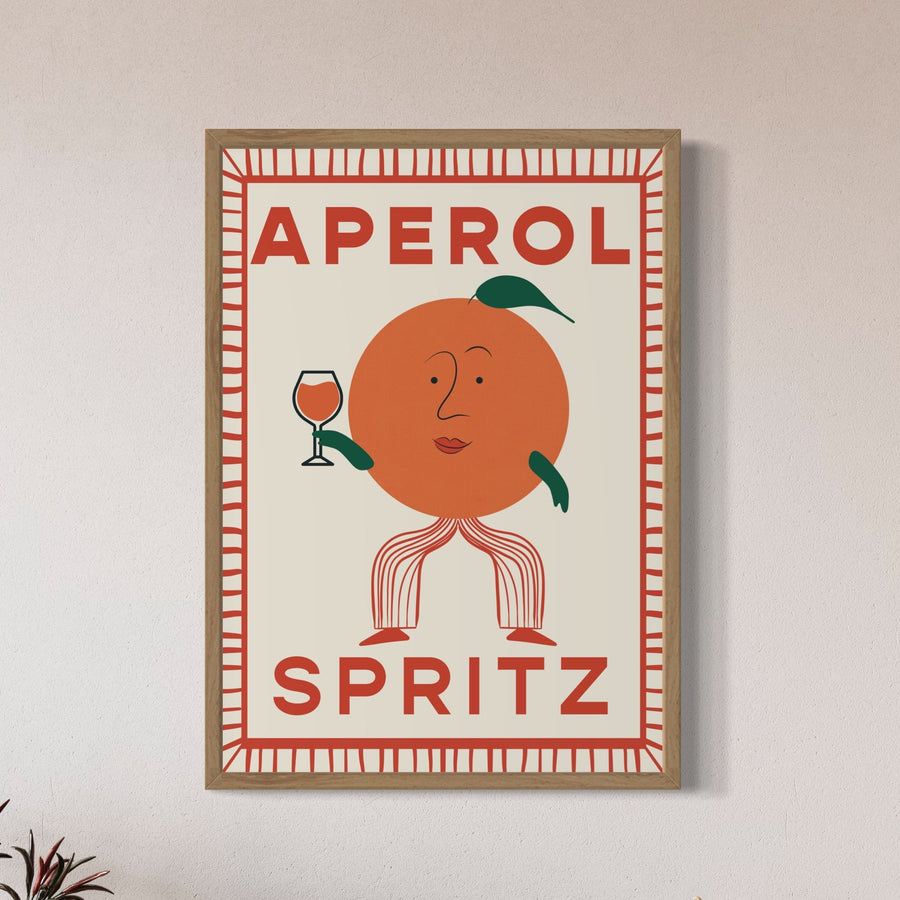 Premium Aperol Spritz Retro Print, Lucia Aperol Art, Vibrant Italian Drink Poster, High Quality 230gsm Paper, Framed Option Available by Little Egret Design at brixbailey.com