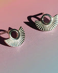 Art Deco Fan Sterling Silver Stud Earrings