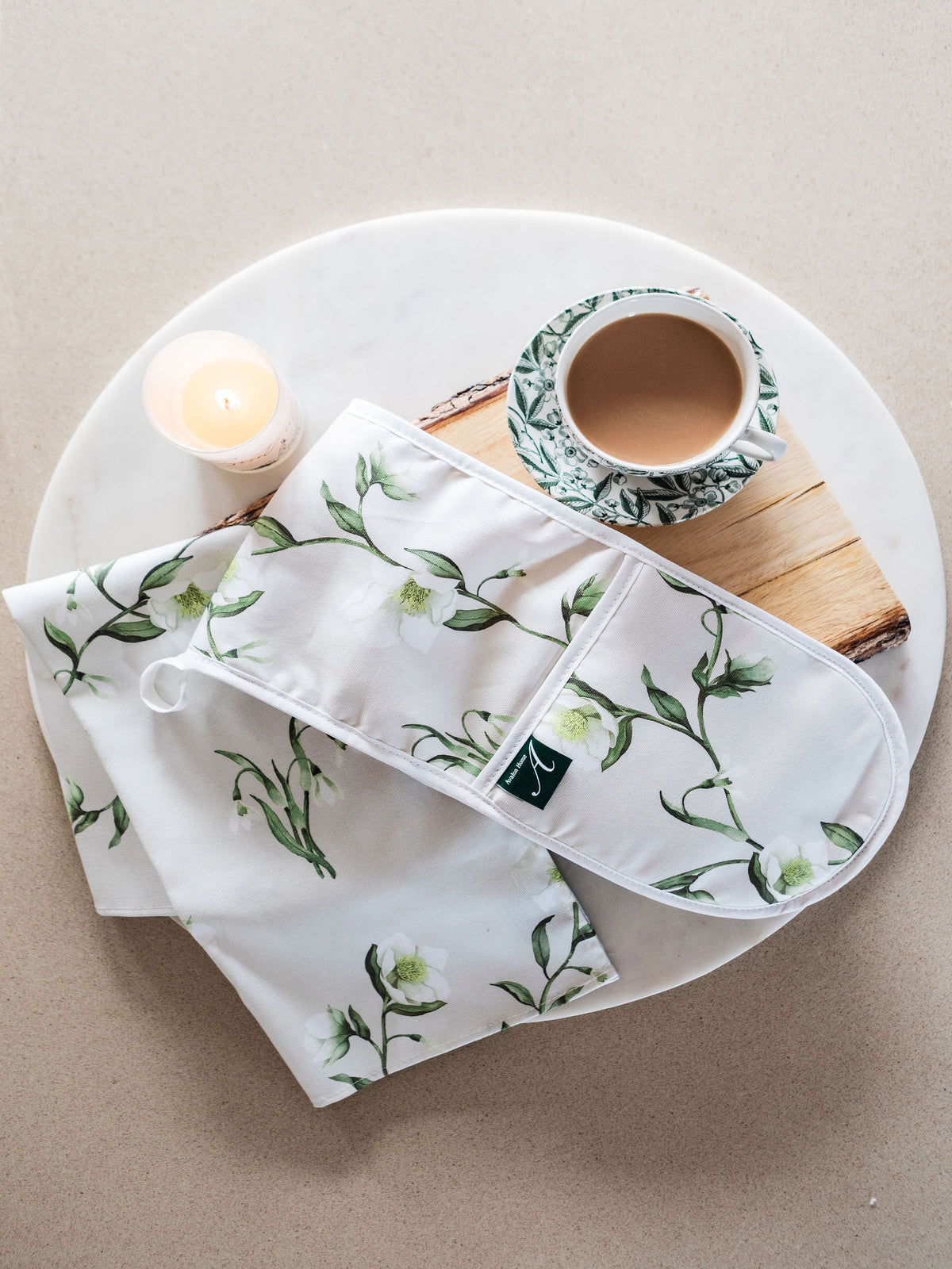 Snowdrop and Hellebore Oven Glove