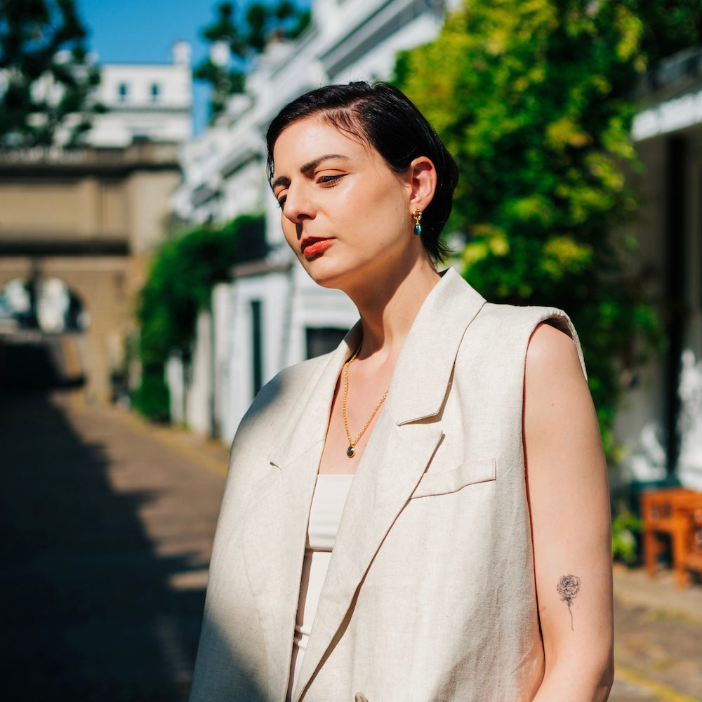 Twisted Loop Earrings in Pariba Onyx