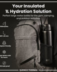 Leak Proof 1 Litre Thermal Water Bottle, Insulated, Black, 1L