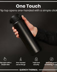 Leak Proof 1 Litre Thermal Water Bottle, Insulated, Black, 1L