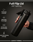 Leak Proof 1 Litre Thermal Water Bottle, Insulated, Black, 1L
