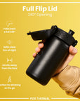 Leak Proof Thermal Steel Water Bottle, Insulated, Black, 320ml (11oz)