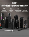Leak Proof Slim Thermal Steel Water Bottle, Insulated, Black, 500ml (17oz)
