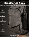 Leak Proof Slim Water Bottle, Recyclon, Black, 500ml (18oz)