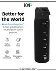 Leak Proof Slim Water Bottle, Recyclon, Black, 500ml (18oz)