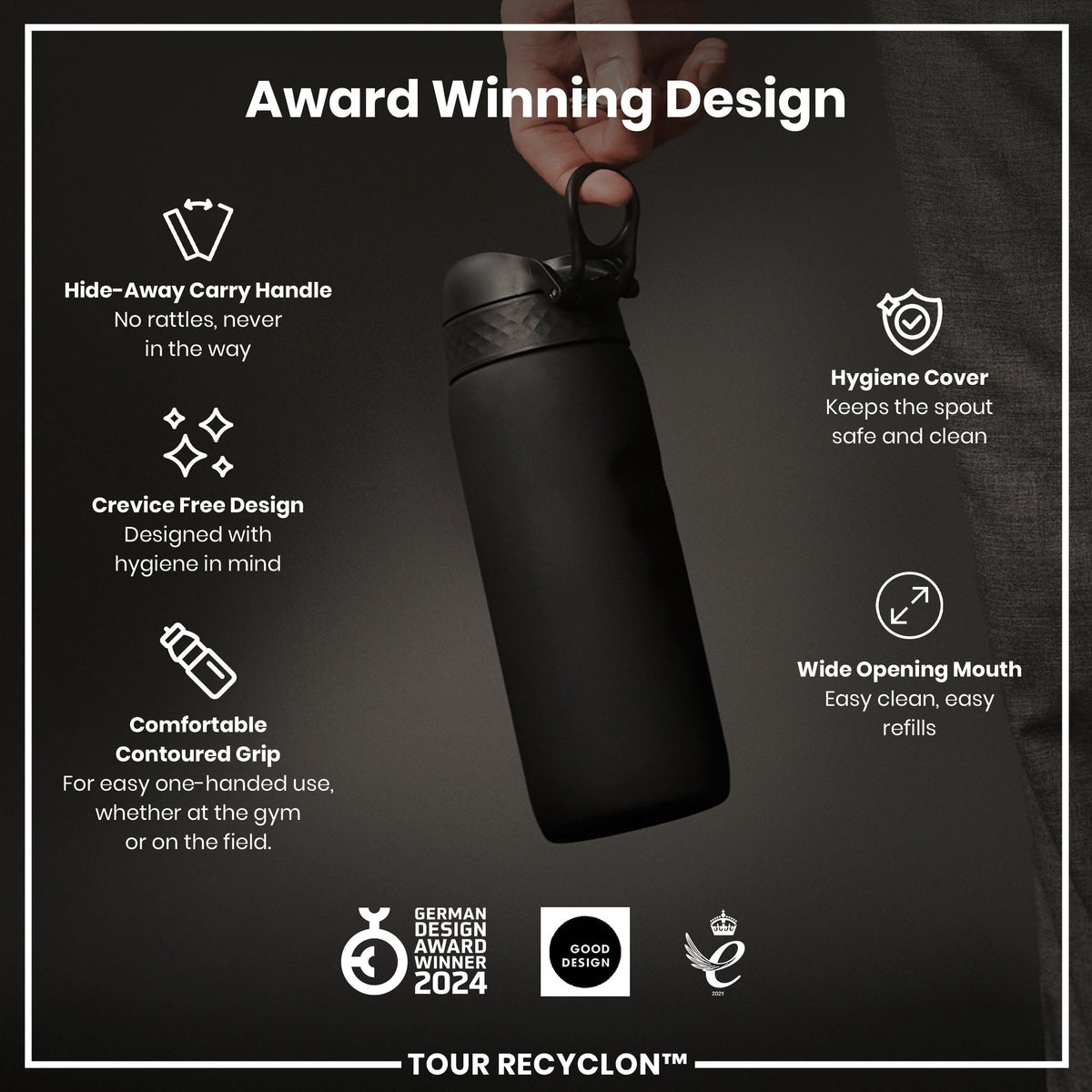 Bottle, Recyclon, Black, 750ml