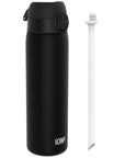 Leak Proof Medium Water Bottle with Straw, Recyclon, Black, 500ml (18oz)
