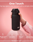 Leak Proof Small Water Bottle With Straw, Recyclon, Black, 350ml (12oz)