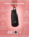 Leak Proof Small Water Bottle With Straw, Recyclon, Black, 350ml (12oz)