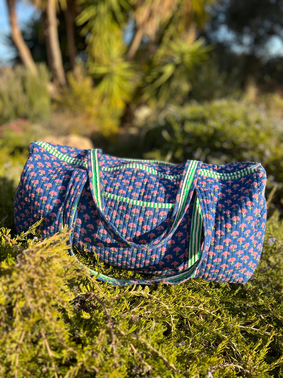 Quilted blocked cotton weekend duffle bag standard size