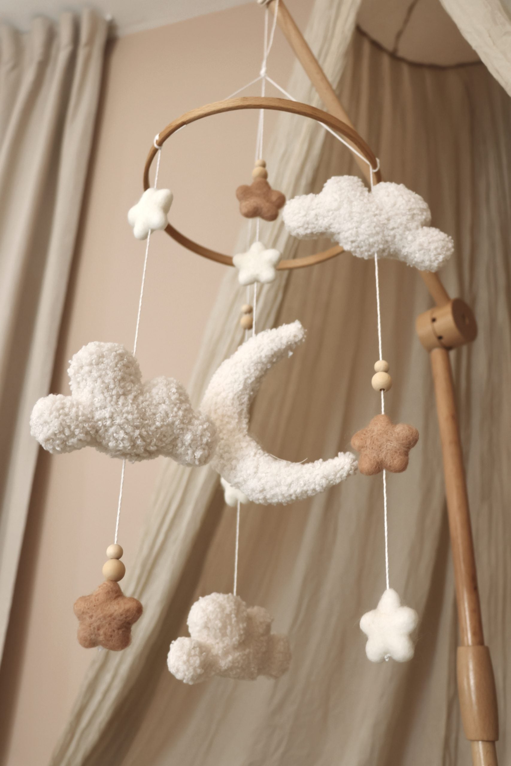 Handmade fluffy clouds baby mobile-1