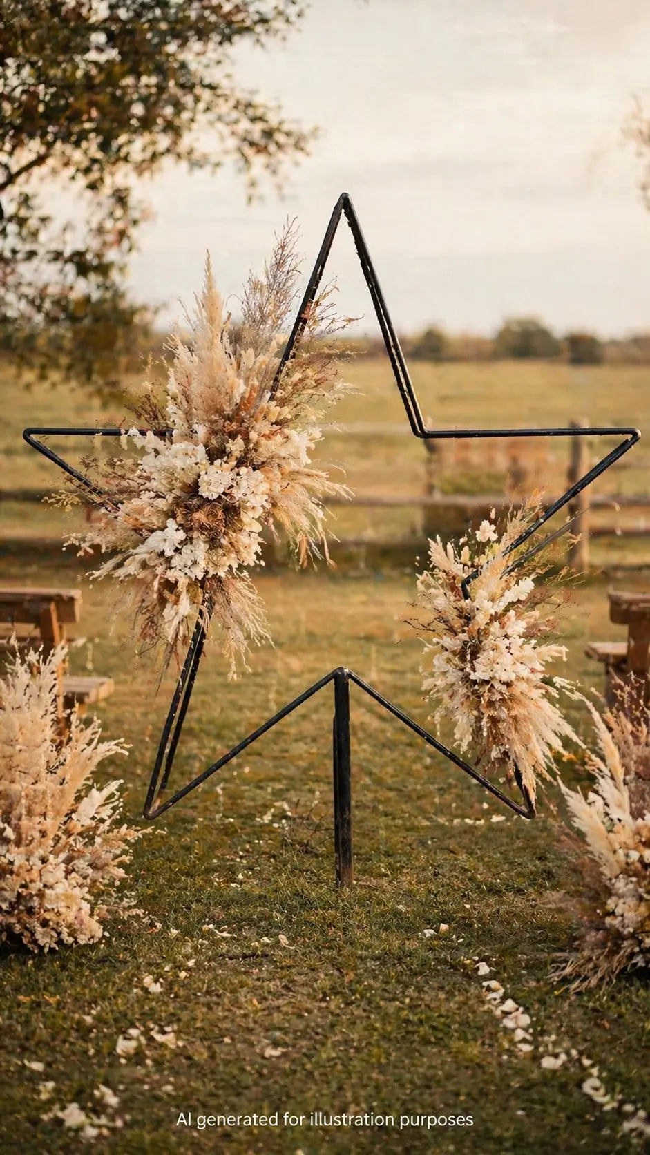 XL Black Metal Star Garden Stake Display Sculpture Christmas Wedding Decor