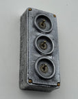 3 Gang 2 Way Solid Cast Metal Toggle Light Switch | Industrial Vintage Surface Mounted *Factory Second*