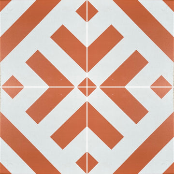 Luxury terracotta geometric porcelain tile, premium handcrafted stripes for indoor outdoor use, durable anti-slip design by Maria Starling Design at brixbailey.com