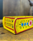 Yellow Wooden Painted Brick Mould / Decorative Herb Planter / Storage Box Tray