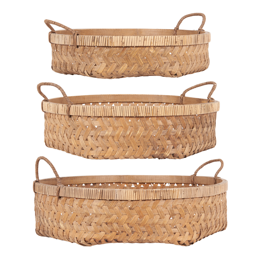 Premium natural bamboo storage basket, stylish kitchen counter fruit or bread serving basket, organic bamboo, small medium large sizes by Ella James at brixbailey.com