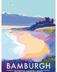 Bamburgh Castle Seaside Travel Poster Print