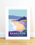 Bamburgh Castle Seaside Travel Poster Print