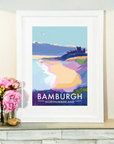 Bamburgh Castle Seaside Travel Poster Print