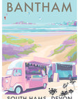 Bantham Buses Seaside Print A4