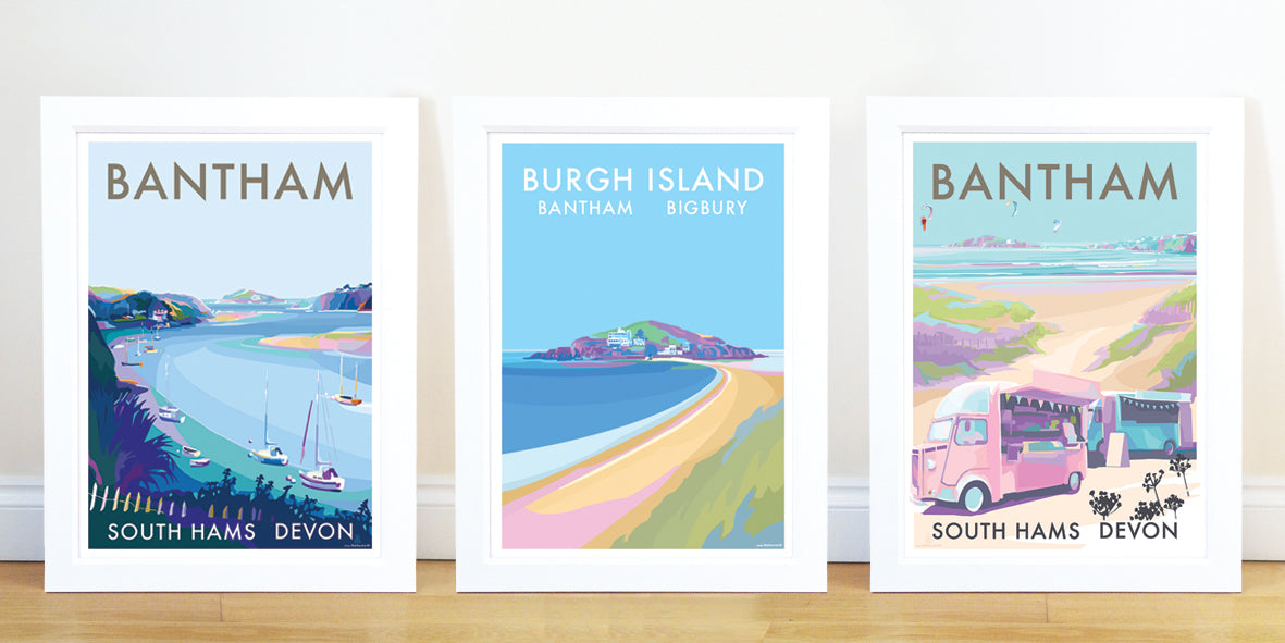 Bantham River Seaside Travel Poster Print