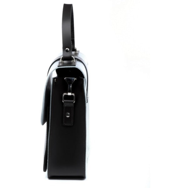 Silver Structured Leather Top Handle Bag