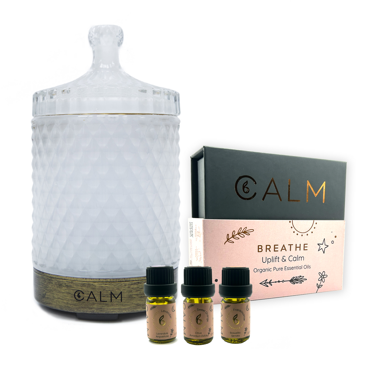 Aroma Diffuser with our Breathe Calm Oil Set - Stress Relief