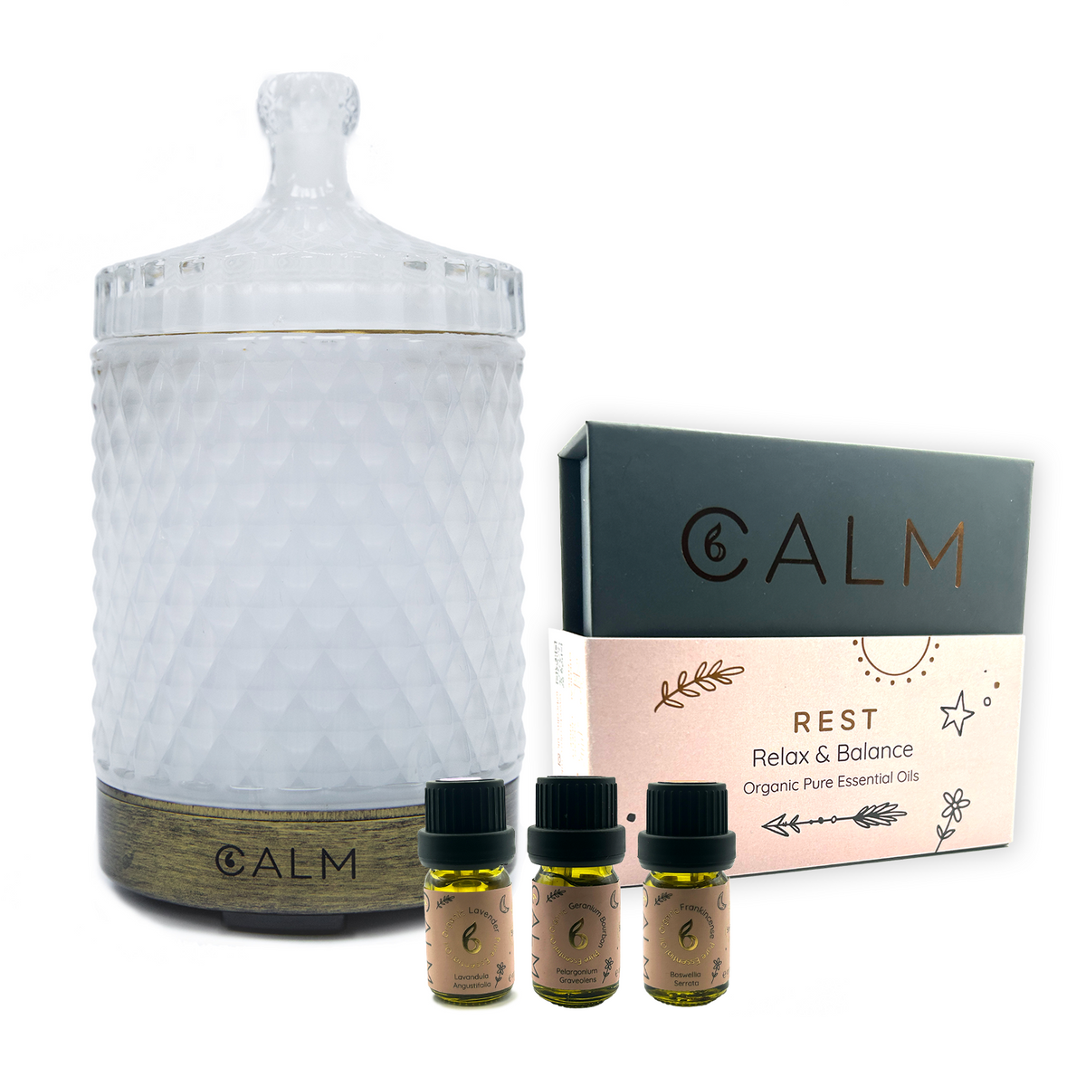 Aroma Diffuser with our Rest Calm Oil Set - Sleep &amp; Hormone Balance