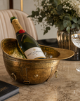 Solid Antique Brass Polo Helmet Champagne Ice Bucket | Wine Cooler