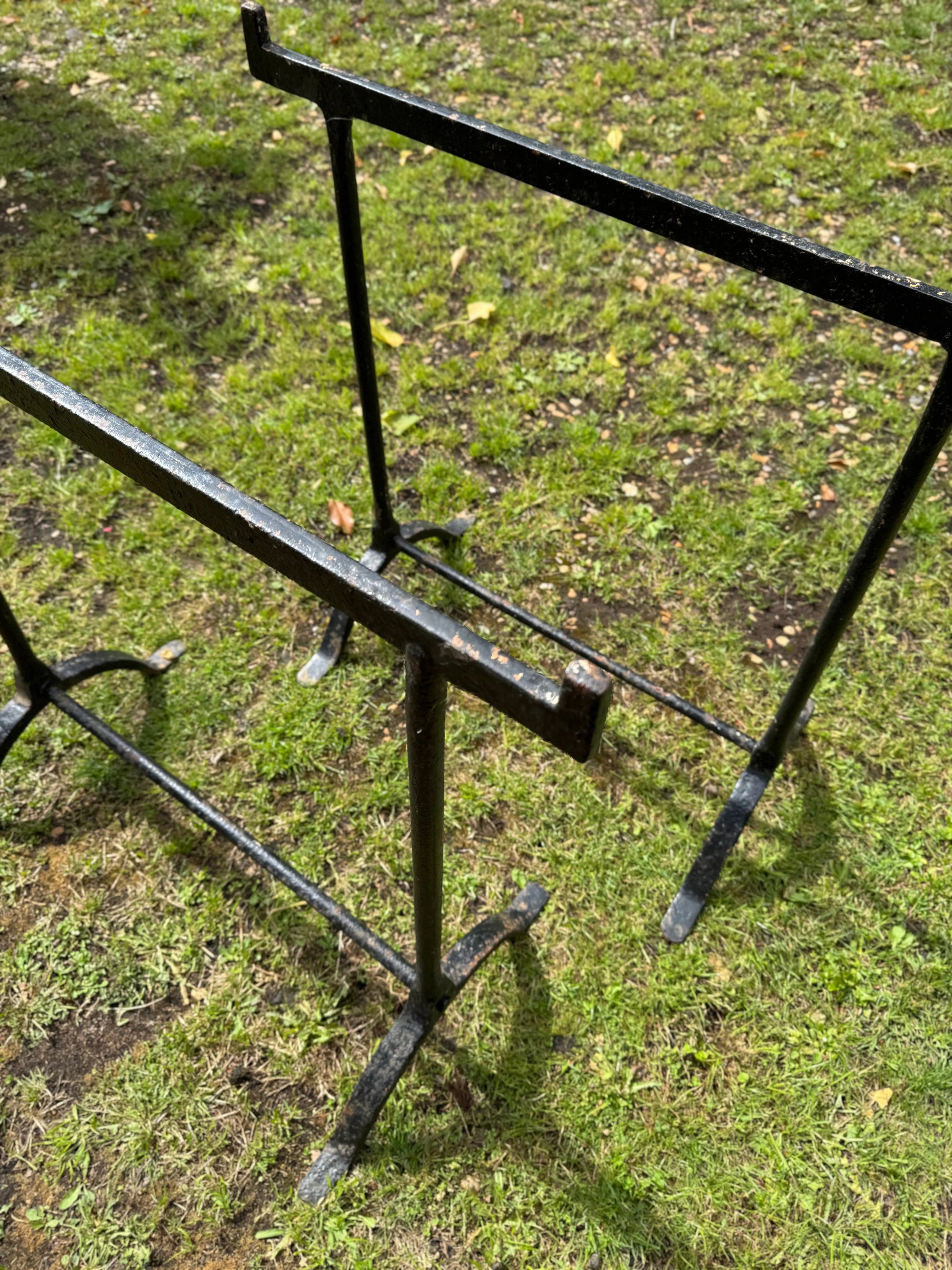 Pair Antique Cast Iron Trestle Table Bases Industrial Garden Table Legs