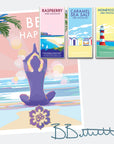 Be Happy Mindfulness Yoga Vintage Retro Quote Poster