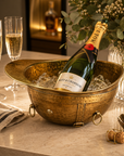 Solid Antique Brass Polo Helmet Champagne Ice Bucket | Wine Cooler