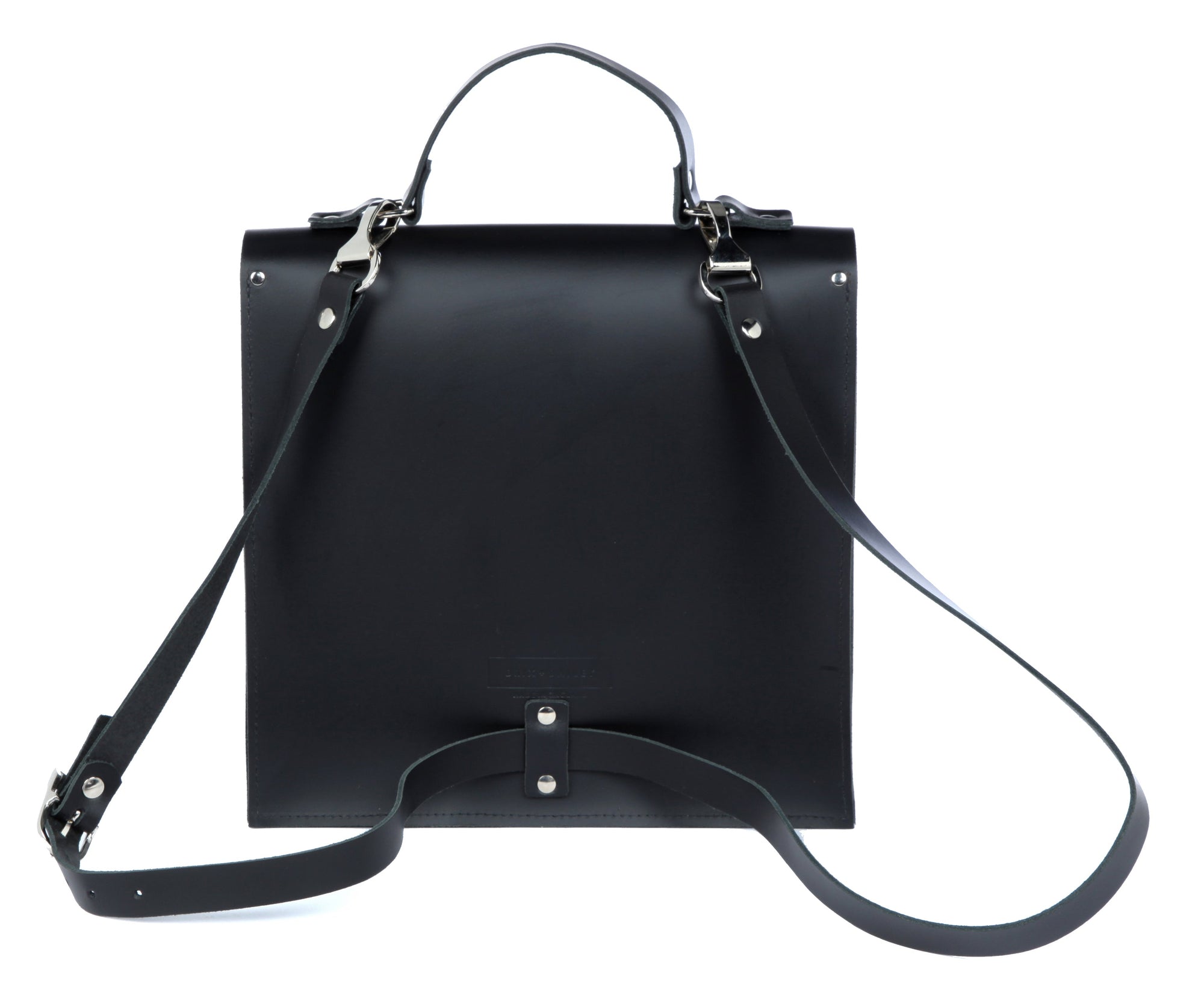 NEW Black Unisex Structured Leather Backpack Satchel