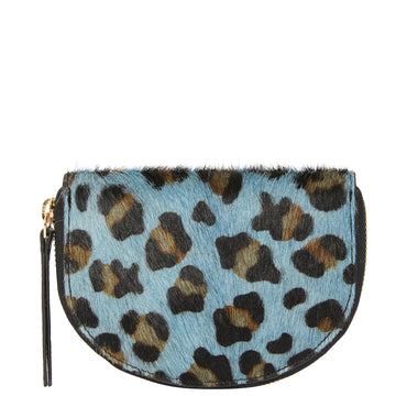 Blue Animal Print Leather Zip Around Half Moon Purse bRIX AND bAILEY